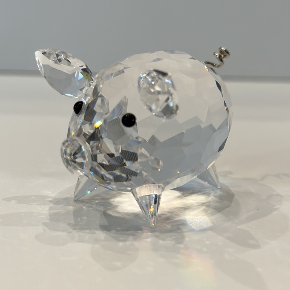 Swarovski Figurine Pig Medium Metal Tail - Picture 2 of 7